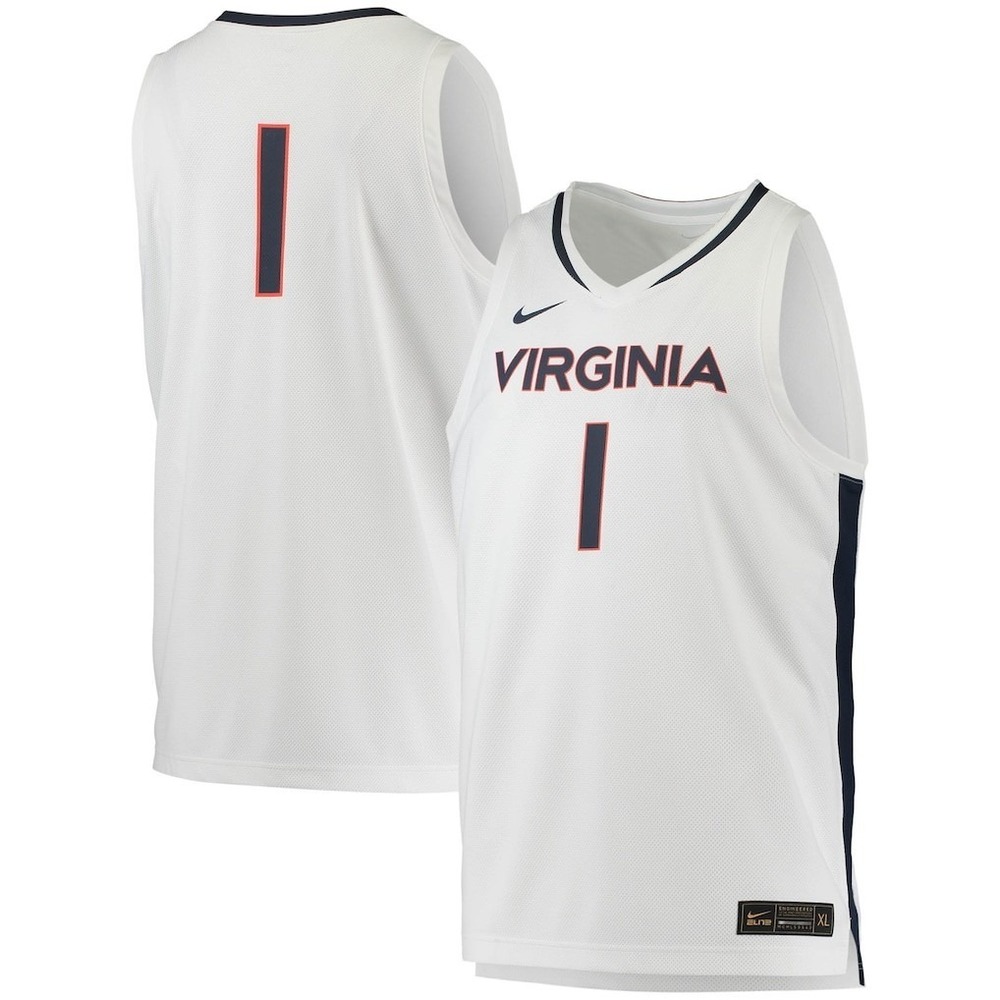Nike Virginia Cavaliers #1 Basketball Jersey NCAA White Mens M NWT‎
